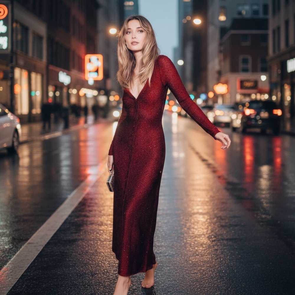NWT Misa Rafael Cardigan Dress in Red Shimmer size XS